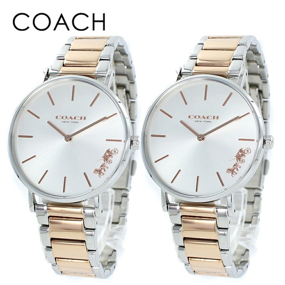 ペアウォッチ お揃い かわいい 同じ腕時計 カジュアル シンプル ペアアクセ ペアコーデ デート コーチ 時計 メンズ レディース ボーイズサイズ 時計 ペリー シルバー ローズゴールド ステンレス