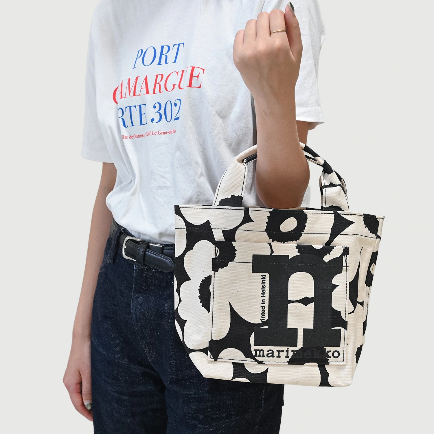 トートバッグ MONO MINI UNIKKO レディース ブラック×オフホワイト 92197 092197 908 北欧雑貨 北欧デザイン