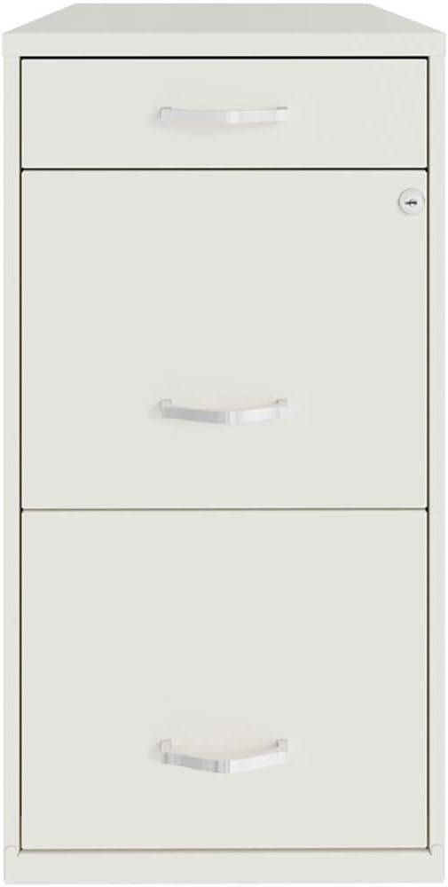 Space Solutions 引き出し3段メタルファイルキャビネット パールホワイト レターサイズ 組み立て済み 18インチ