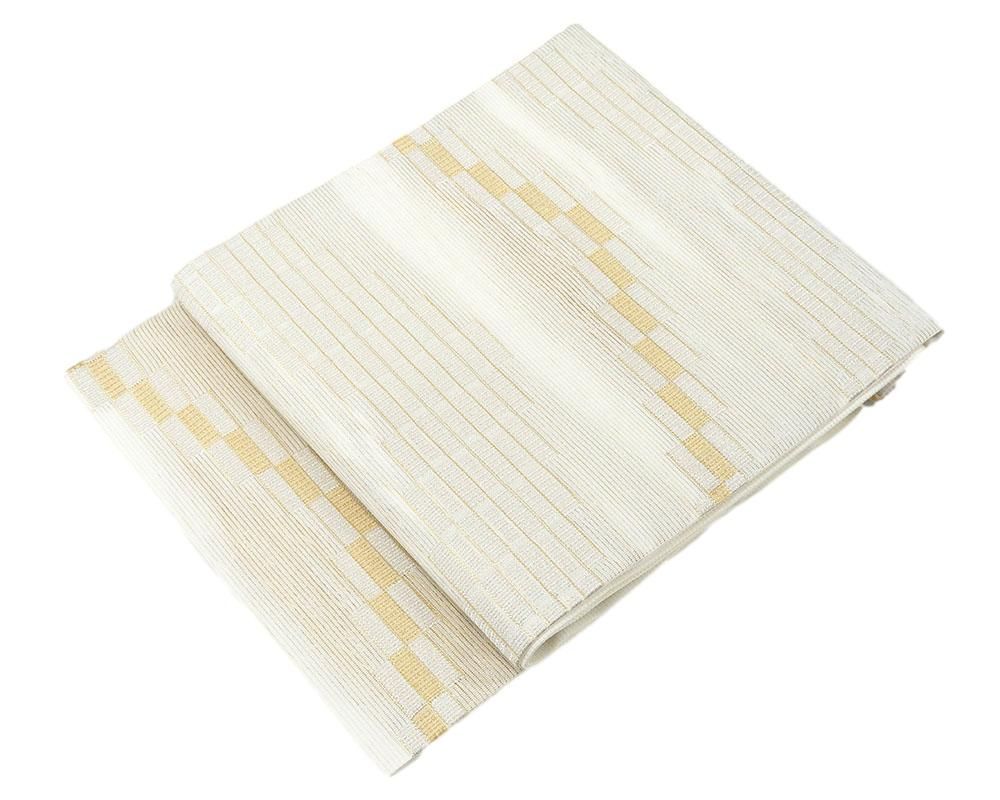 夏物 名古屋帯 新品仕立済 正絹 夏物 佐々木染織謹製 格子幾何模様 絽名古屋帯 新品 仕立て上がり y2579