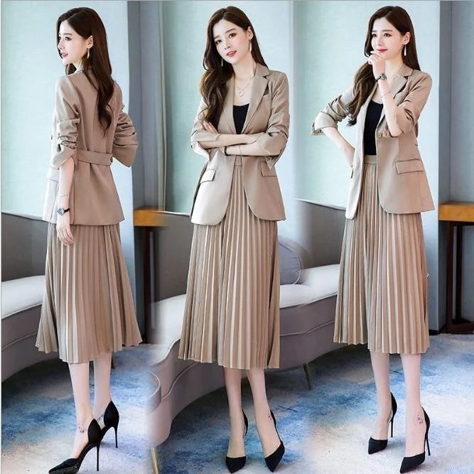 セットアップ レディース ジャケット 春春冬 春 2点セット ロング丈 チュール エレガント 長袖 カジュアル おしゃれ 着痩せ 大人 通勤 プリーツスカート