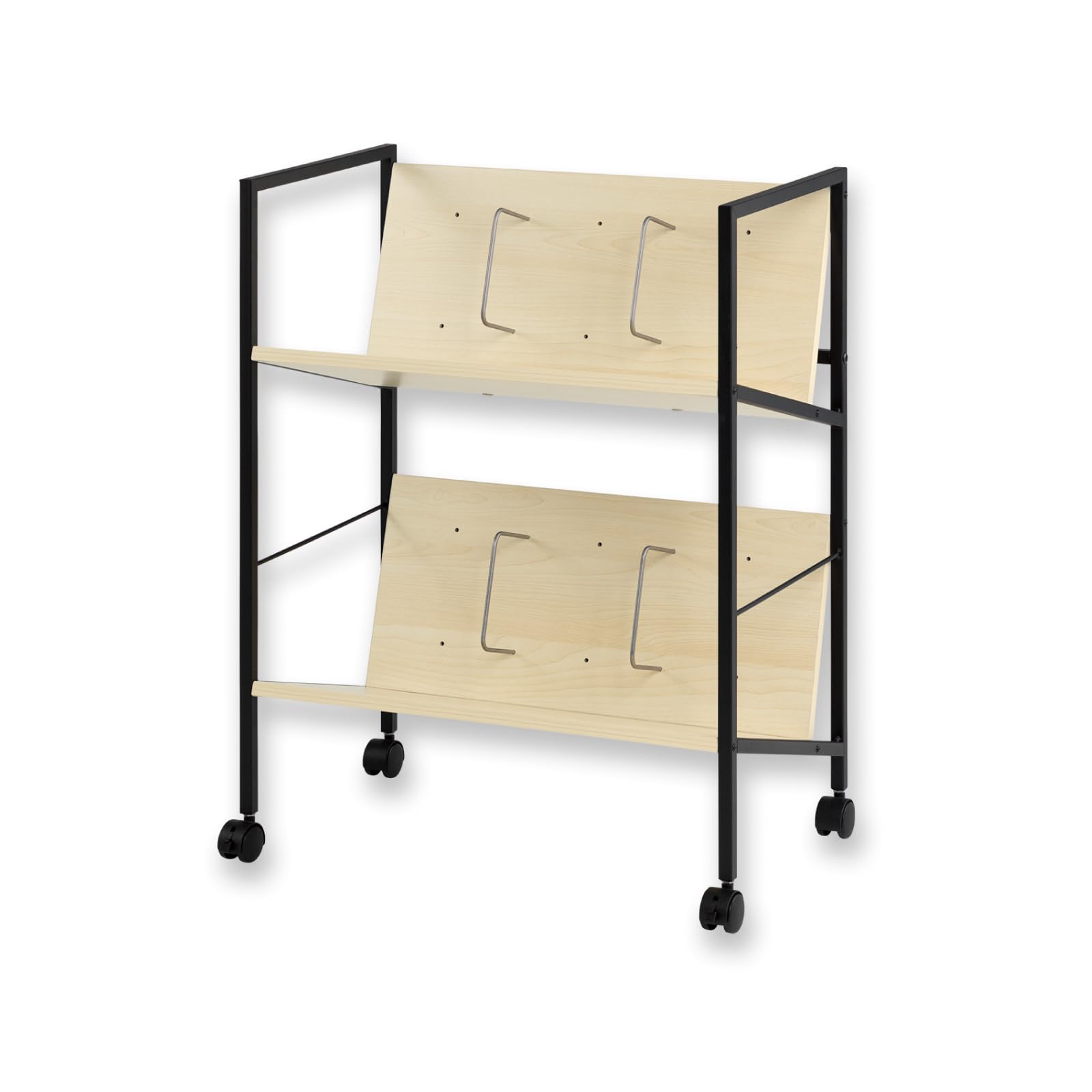 ファイルワゴン 2段 キャスター付き FWG02BK ブラック アスカ 小型 斜め a4 おしゃれ 大容量 木製 仕切り 棚 ワゴン 組み立て式 幅55 奥行35 高さ75cm