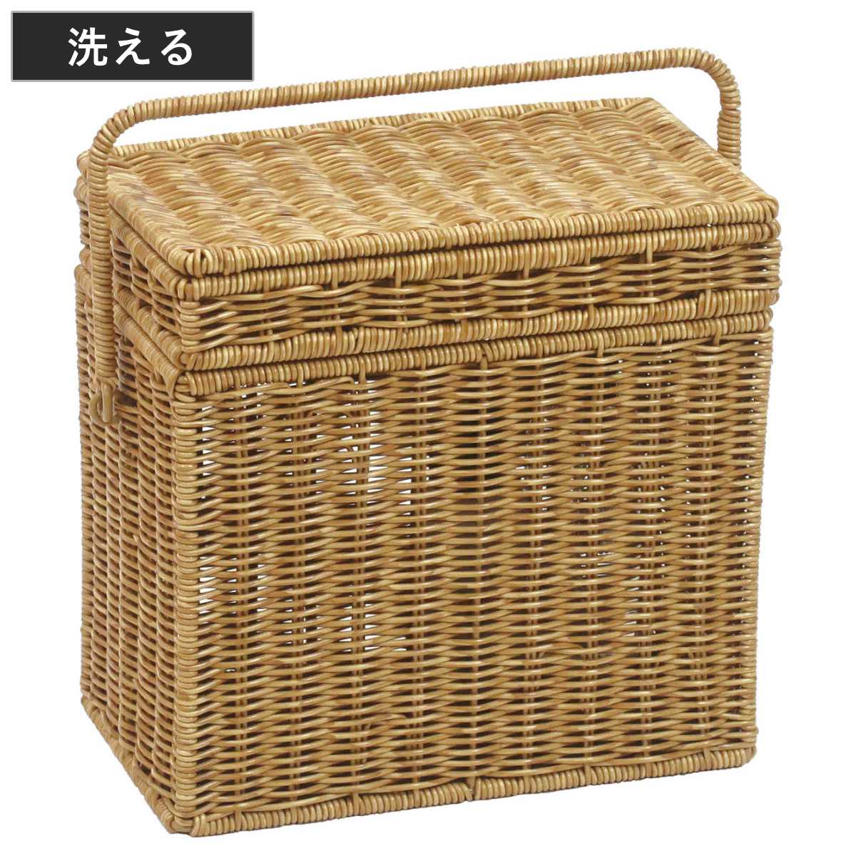 メイクボックス ユティルナイール コスメボックス 大容量 洗える かご 収納 カゴ ラタン風 水洗い 収納かご 小物収納 約幅26.5x奥行16x高さ26cm 天然素材風 化粧品 コスメ 卓上