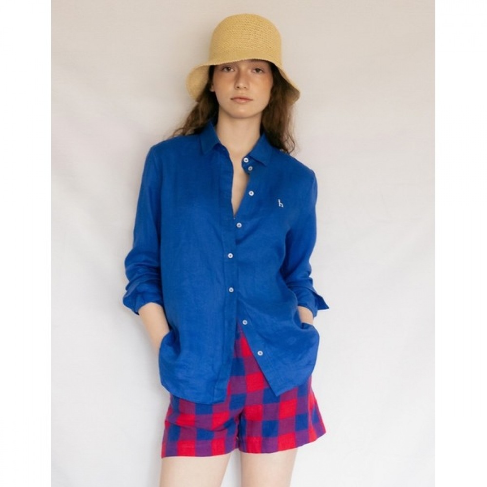 (ヘッジスレディース) 24SS レッドマルチチェックリネンショーツ HSPA4B302R2