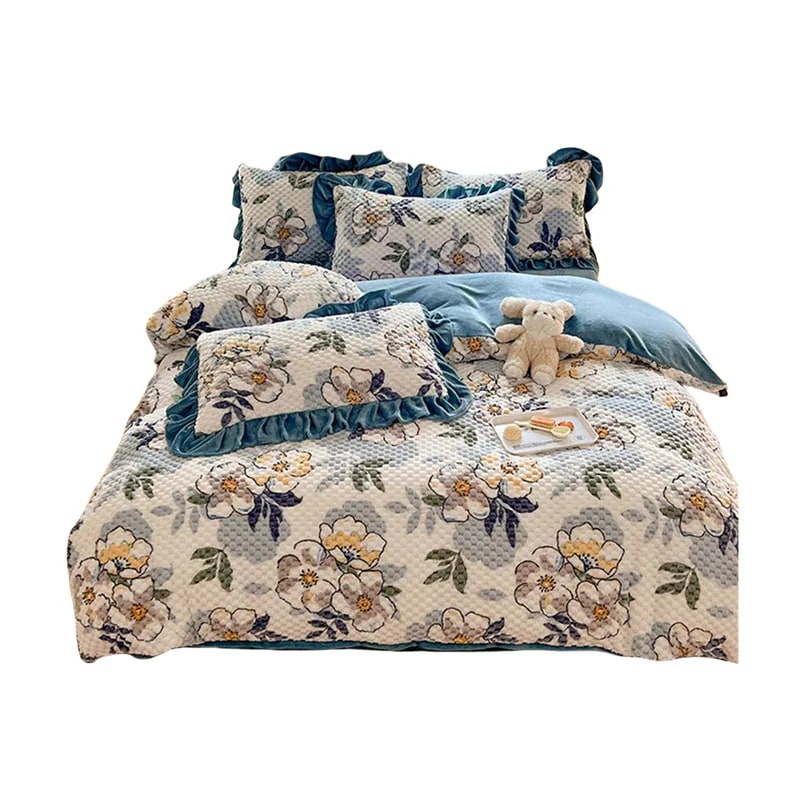 フランネル 布団カバー セット シングル サイズ AB両面 マイクロファイバー 花柄 発熱毛布 裏起毛 あったか もふもふ 暖かい 厚手 肌触り良い 寝具 洗える