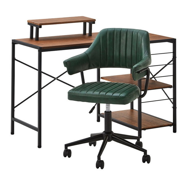 ホームテイスト SH-22-GVSET ヴィンテージ風 ガス圧昇降 デスクチェアセット WA/グリーン メーカー直送