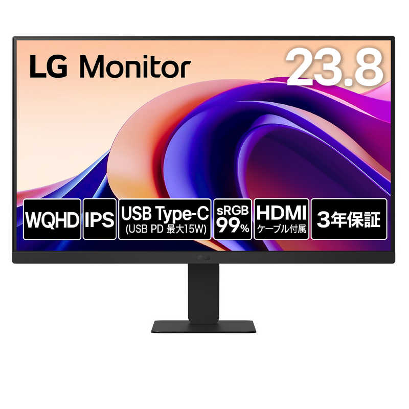 LG　USB-C接続 PCモニター Monitor ［23.8型 /WQHD(2560×1440) /ワイド］ LG Monitor　24U631A-B