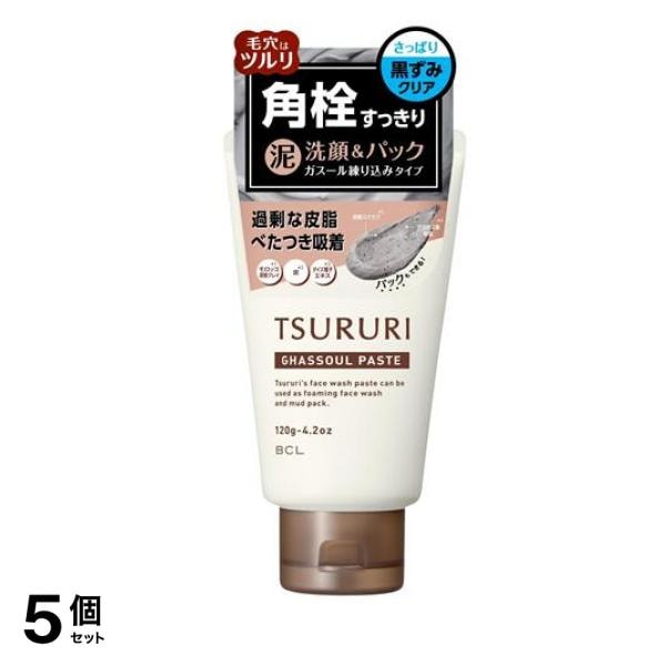 洗顔ペーストガスール 泥洗顔&パック 120g 5個セット