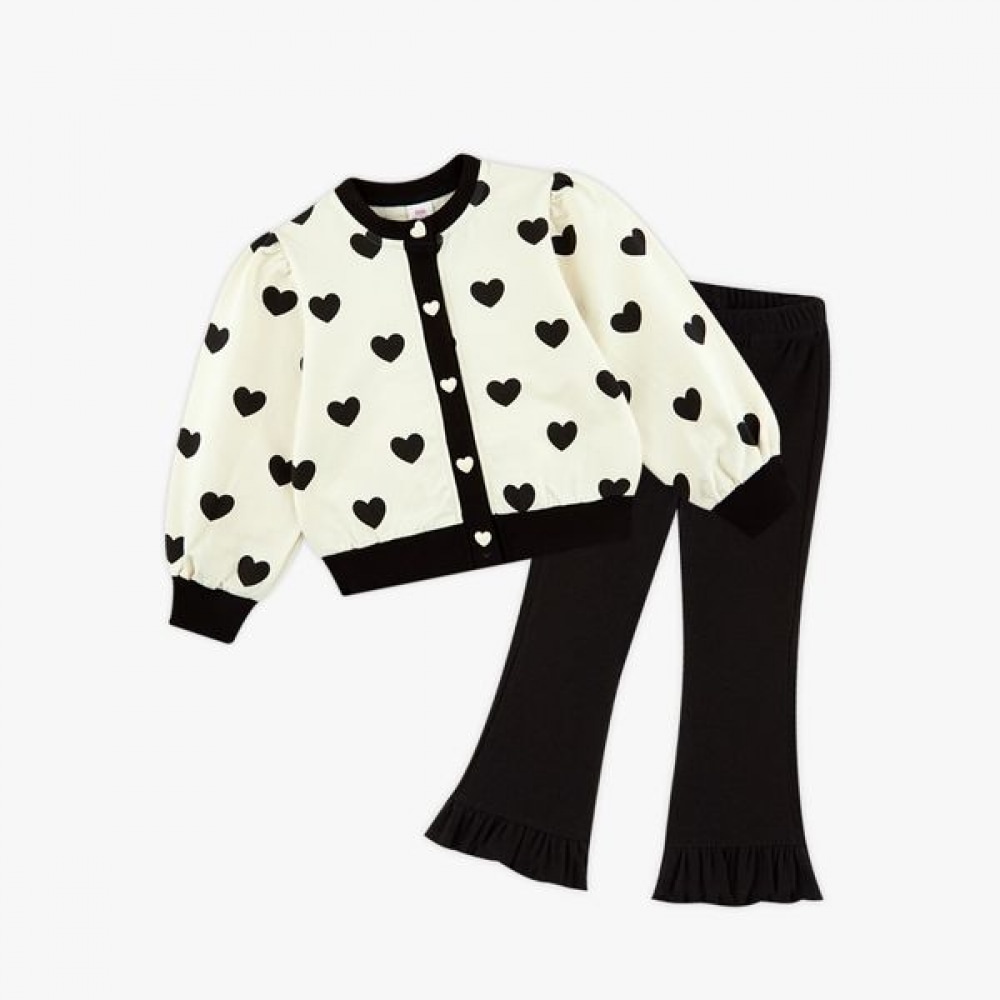 (Walton Kids) ハートカーディガンブーツカットパンツ上下 5,215円