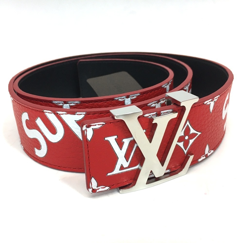 ベルト MP015 モノグラム サンチュール LV イニシャル ルイヴィトンシュプリーム レザー レッド