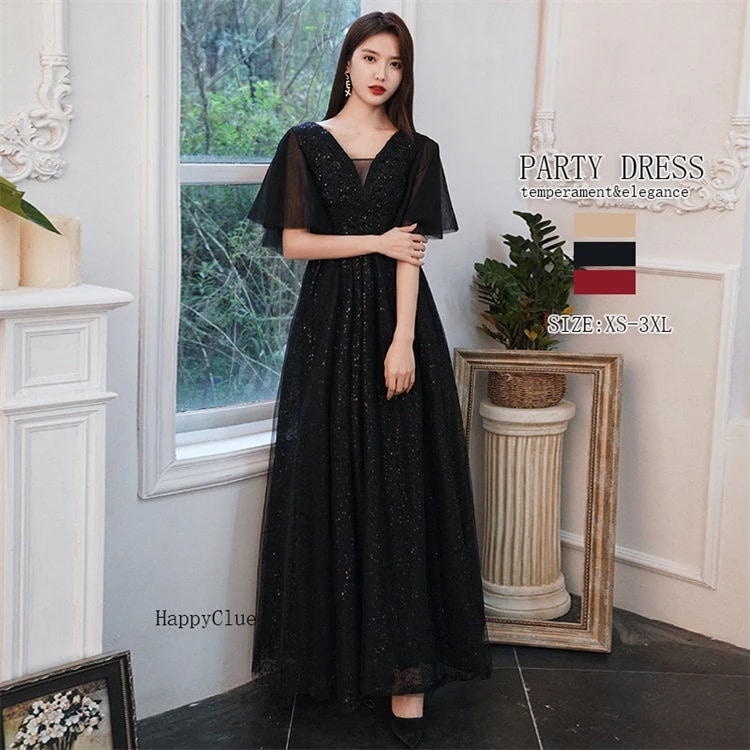 パーティードレス 成人式 レディース コンサート 演奏会 発表会 カラードレス 赤 二次会ワンピース 半袖 ウェディングドレス 結婚式 ワンピース 上品 フォーマル イブイングドレス 黒 お呼ばれ 二 6,151円