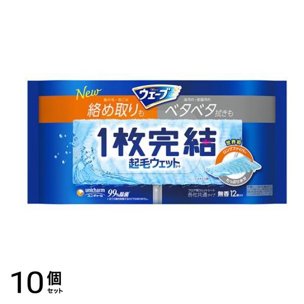 ウェーブ フロア用 1枚完結 起毛ウェットシート 無香 12枚入 10個セット