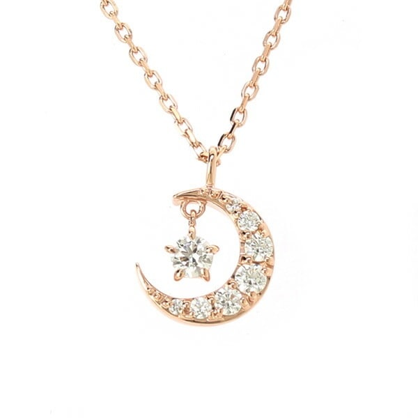 リボン済＆紙袋 正規品 ネックレス レディース 月モチーフネックレス ペンダント プレゼント アクセサリー ピンクゴールドコーティング シルバー 祝い