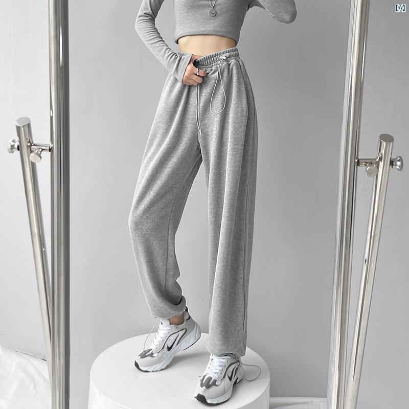 レディース ハイウエスト 巾着 耐久性 スウェットパンツ 春秋 ベルベット スリミング スポーツ カジュアル レギンス