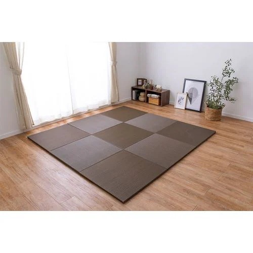 【メーカー直送品】萩原 【12枚組】い草風置き畳 綾模様 約65×65×2.5cm ブラウン