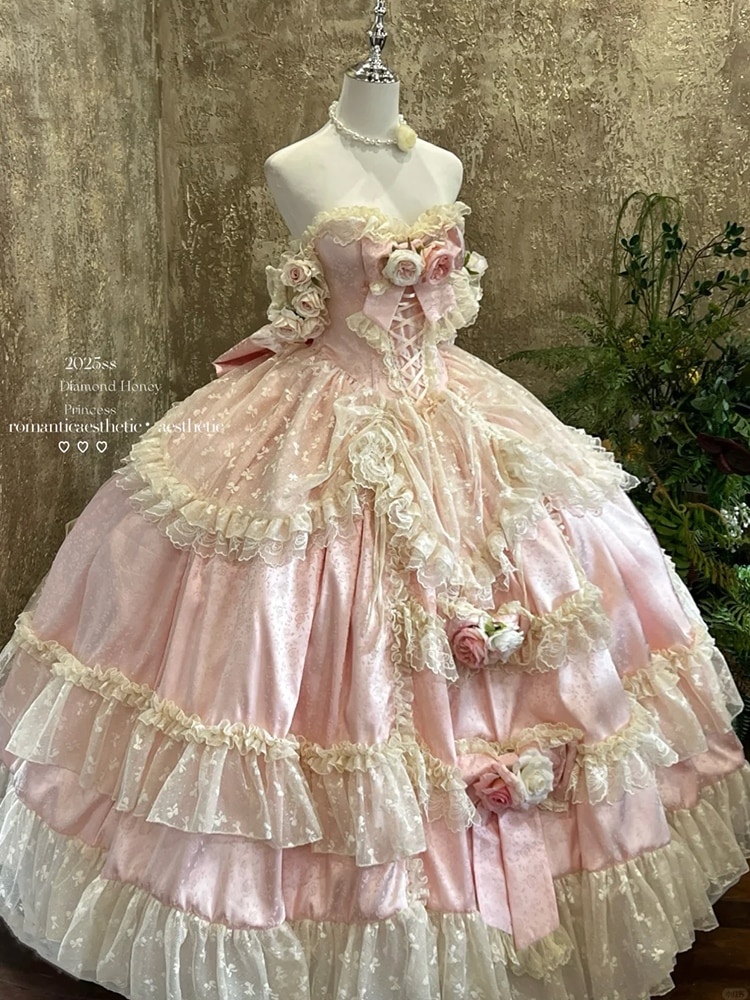 ラブアンドローズ ロリータ イブニングドレス レディース ピンク 結婚式 成人式 学生の日 美術試験 卒業パーティー プリンセスドレス