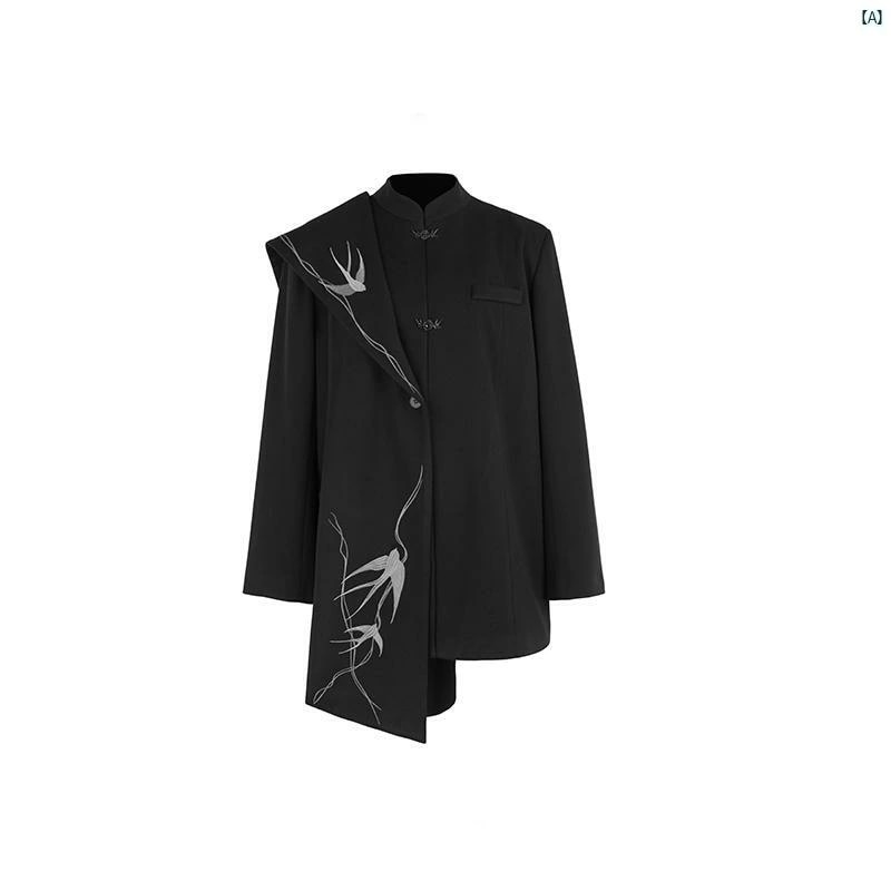 レディース　レディース　ファッション　オシャレ　　モダン　海外風 中華風 ウール ジャケット レディース ショート 秋冬 ツバメ 刺繍 二 着 毛沢東 スーツ