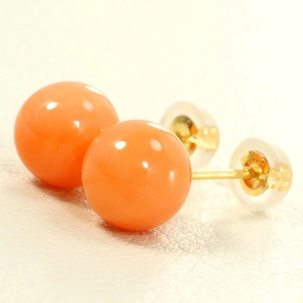 K18 18金 YG ピアス サンゴ ジュエリー 中古