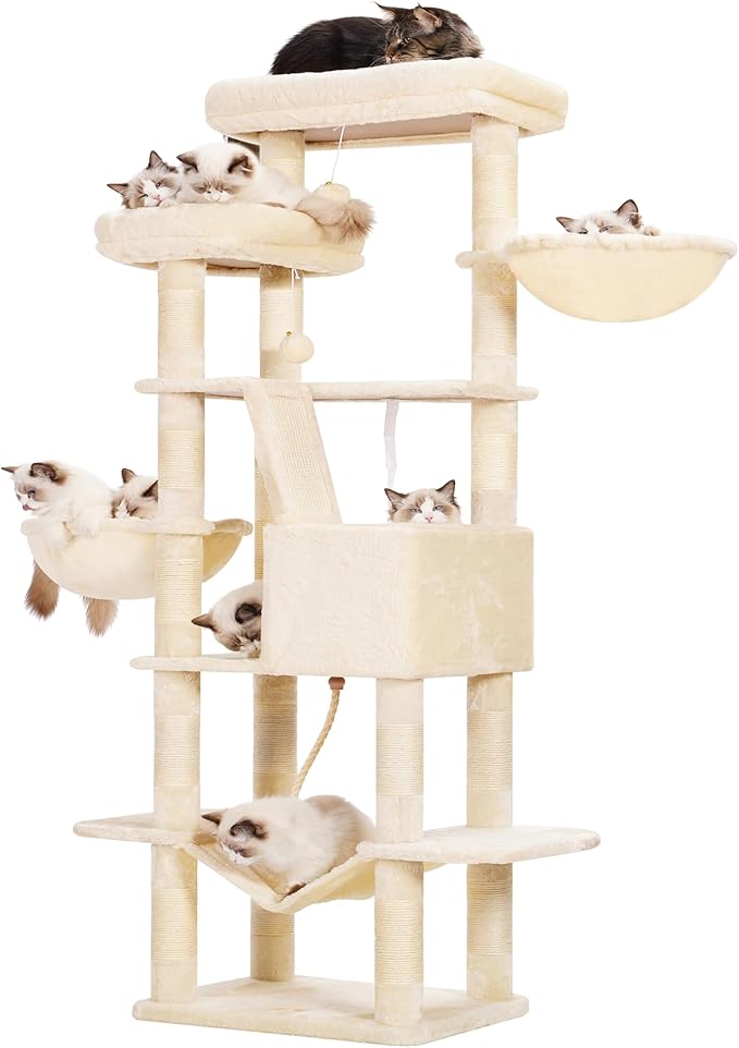 Heybly キャットタワー 大きな猫や多頭飼い 超スリム 据え置き型 省スペー 7,405円