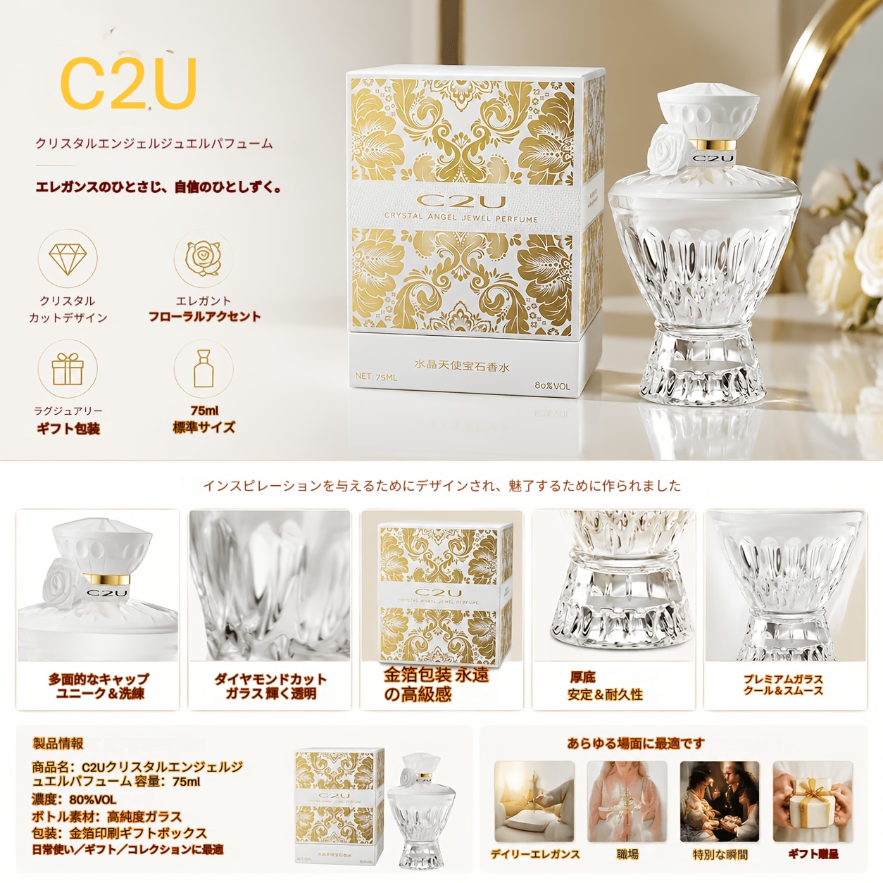 【C2U】クリスタルエンジェル ジュエル 香水 女性用