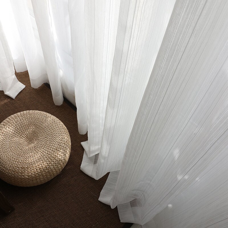 白いガーゼカーテン半透明と不透明のガーゼカーテンバルコニーガーゼシンプルな和風リビング寝室白い