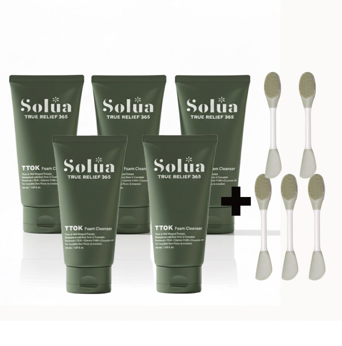 [SOLUA LAB] 餅フォームクレンザー 150ml×5本セット (+洗顔ブラシ5個贈呈)