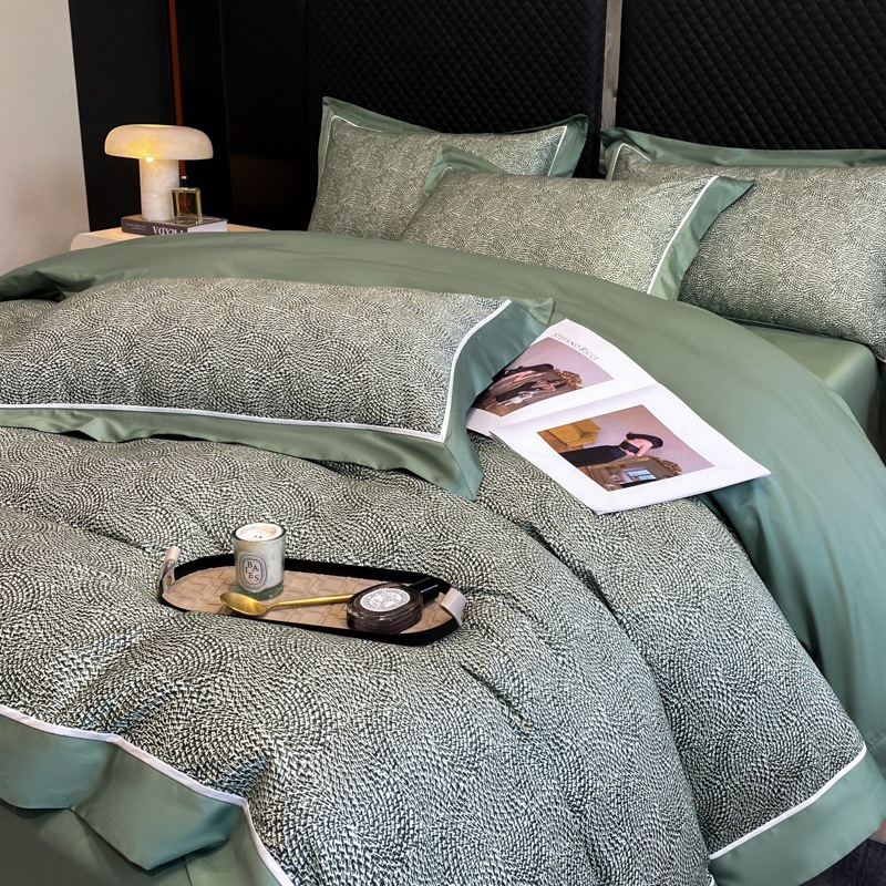 2024140 S長綿デジタルプリント大角軽量贅沢セットダブル布団カバー4点セット 16,514円