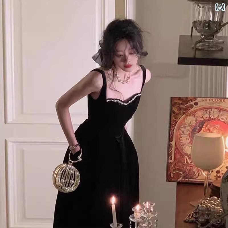 ドレス　パーティー　レディース 誕生日 ドレス 高級 パーティー トースト 高貴な センス 娘 着用 黒 サスペンダー 6,849円