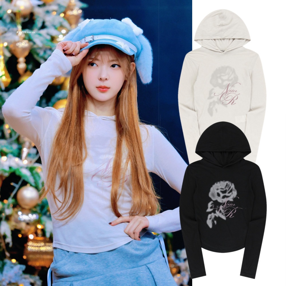 ITZY リア 着用/SHEER ROSE SLIM HOODIE/ユニセックス