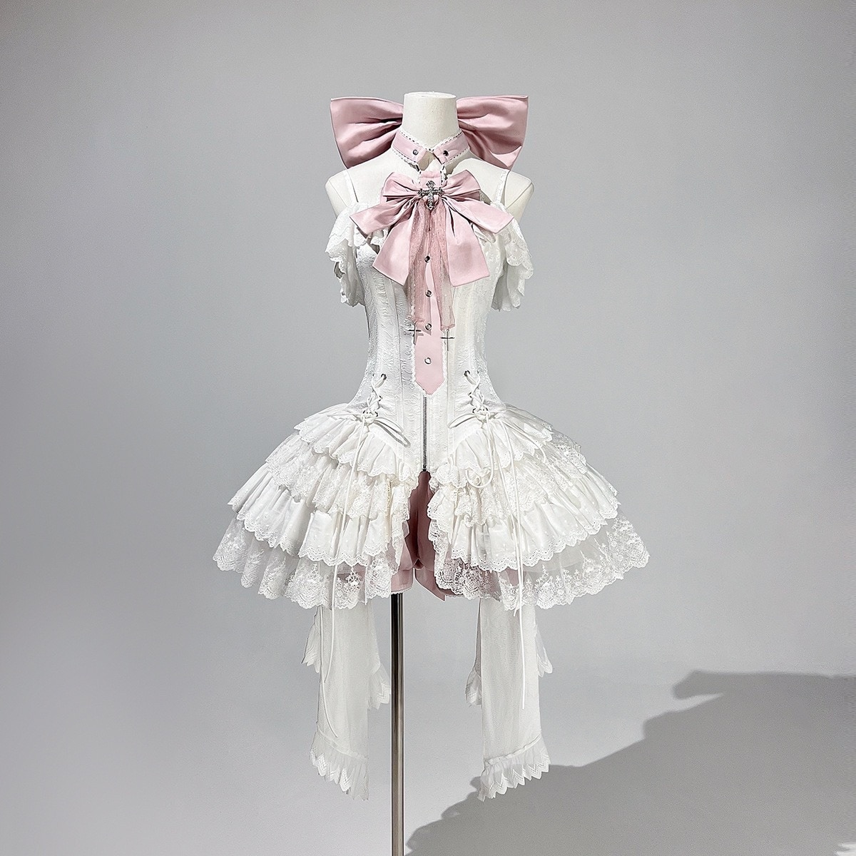 正規品デザインリボンバレエlolita白い粉蝶結びロリータワンピースドレス