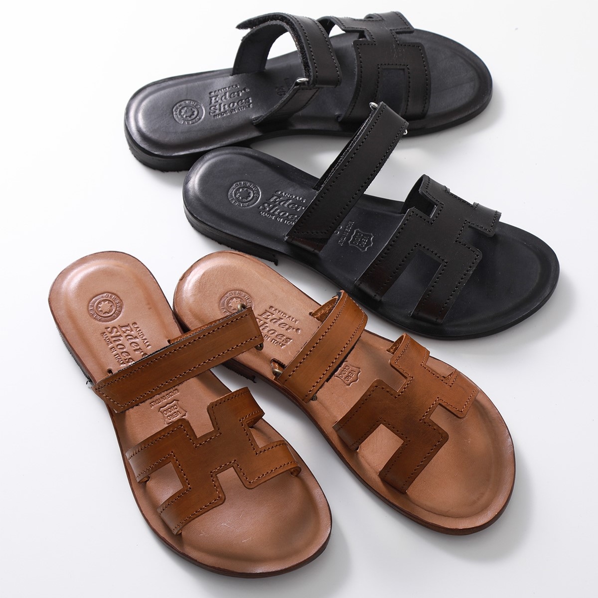 EDER SHOES エダーシューズ フラット サンダル W6082 レディース レザー ローヒール ミュール シューズ 靴 カラー2色