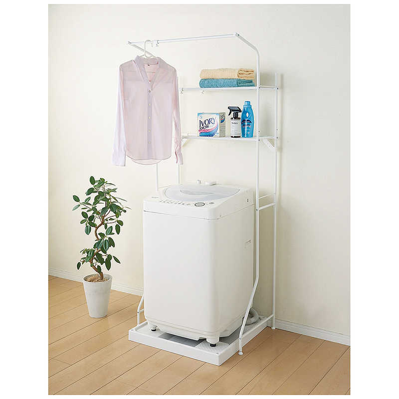 パール金属　スタイリッシュ タオル掛付ランドリーラック マットホワイト マットホワイト