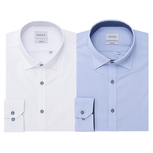 イェジャクシャツ[芸術シャツ]男性スリムフィットスパンモーダル配色スナップ3SIS324