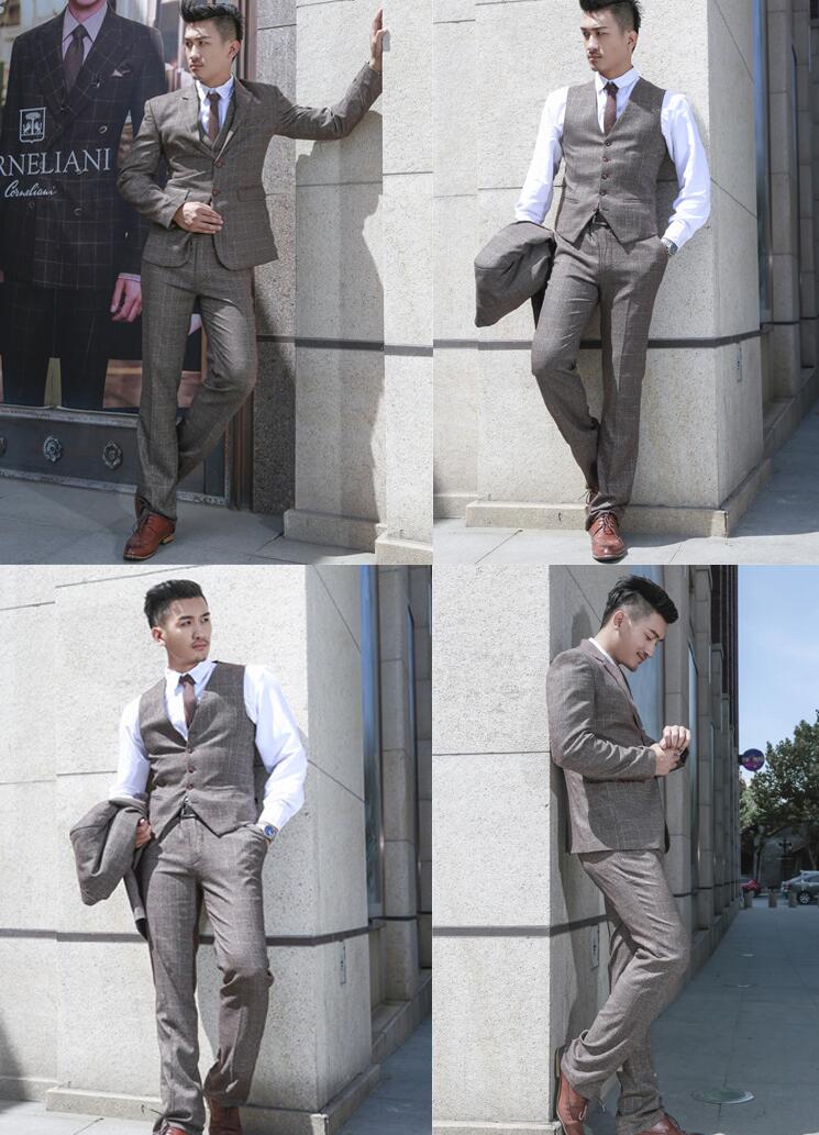 お早めに！ライプチェック柄スーツ 韓国風 ビジネス メンズスーツ 3点セットスーツ スリムスーツ 結婚式 オシャレフォーマル 紳士用 カジュアルスーツ 通勤 宴会 花婿の介添え 入学式 成人式 無地