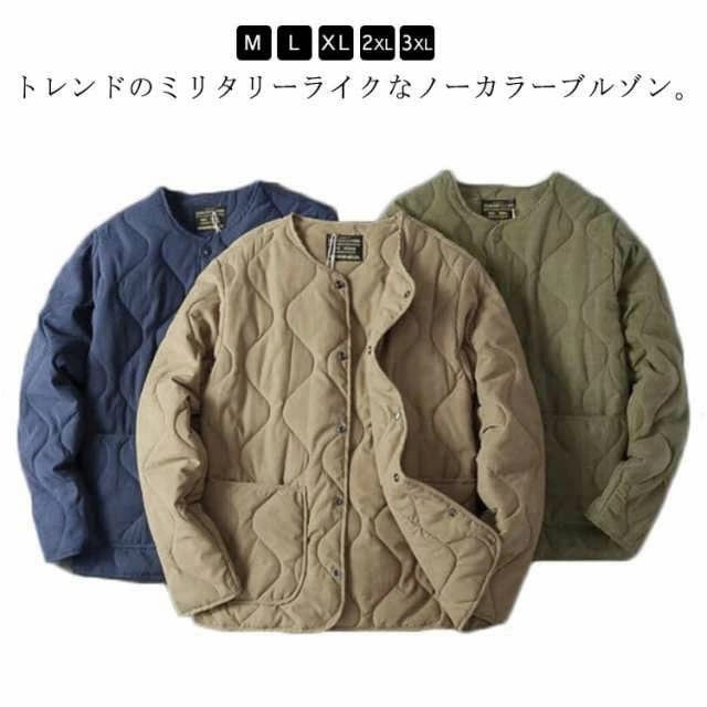 ノーカラーキルティングジャケット アウター ジャケット 長袖 メンズ キルティングライナー 体型カバー ノーカラージャケット キルティング ブルゾン ライナージャケット 上着 ライトアウター 防寒 保