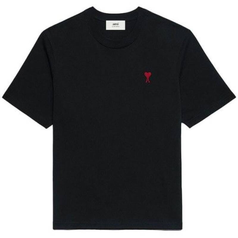 Ami メンズ ハートロゴ ノワール 半袖Tシャツ BFUTS005 726 001 オーバーフィット [国内配送]