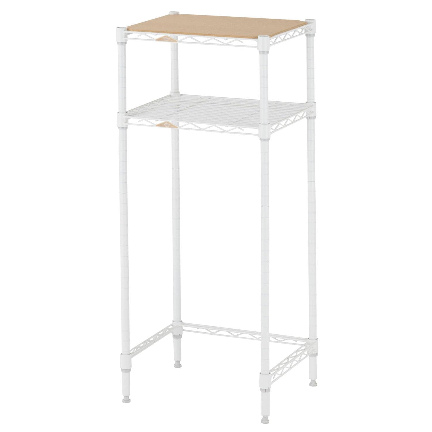 ドウシシャ ルミナス コンパクトキッチンラック 幅39.5cm×奥行34.5cm×高さ90cm 耐荷重80kg ルミナスラテ ポール径19mm キッチンラック2段 LL4090-2KW 天板ウッドシー