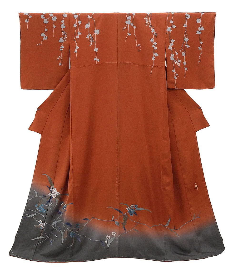 訪問着 未着用美品 正絹 染色作家 草野一騎作 身丈163.5cm 裄丈63cm 訪問着 未使用 新古品 着物 b0456