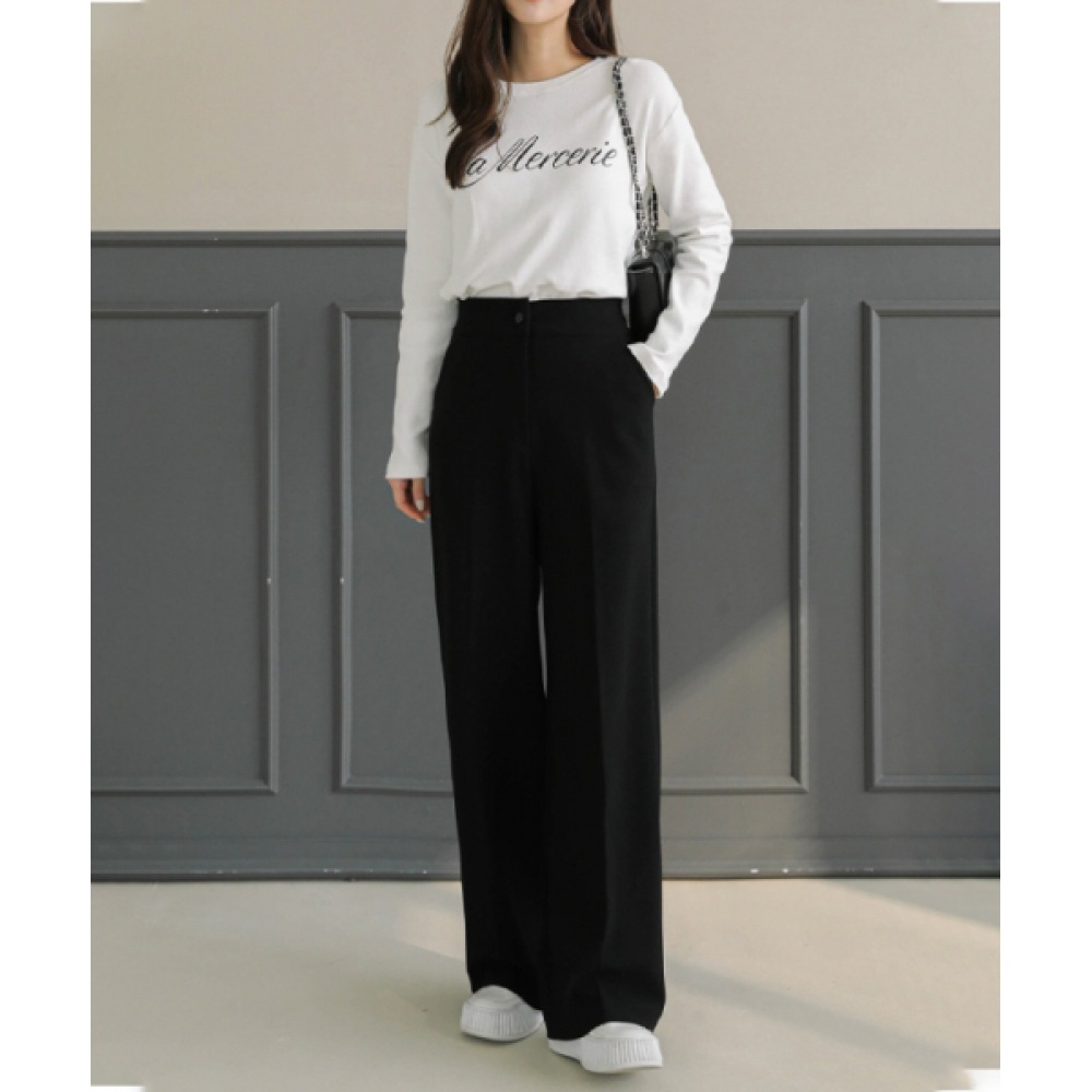 フレンチシックチュイーカバーバンディングワイドスラックス