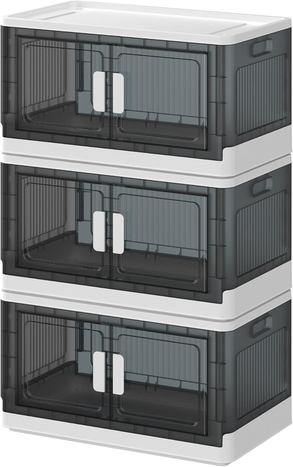 COOSOT 収納コンテナ 折りたたみ 左右開き式 大容量 収納ボックス 折り畳み 蓋付き 収納 衣類 布団 洋服 衣装 ケース 耐荷重 積み重ね キャスター付き 三個セット（Mサイズ：48*31*9