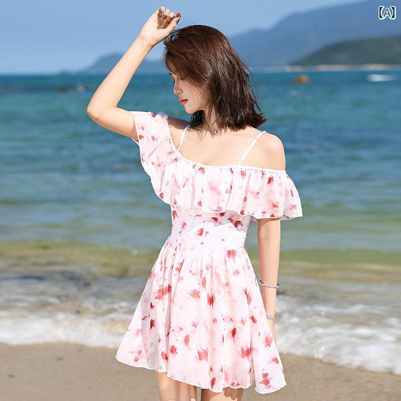 レディース 水着 ワンピース 半袖 フレアスカートワンピース パンツ付き 袖なし 2点セット Vネック フローラルプリント ピンク エレガント バックレス 体系カバー 大きいサイズ リゾート バカンス 7,878円