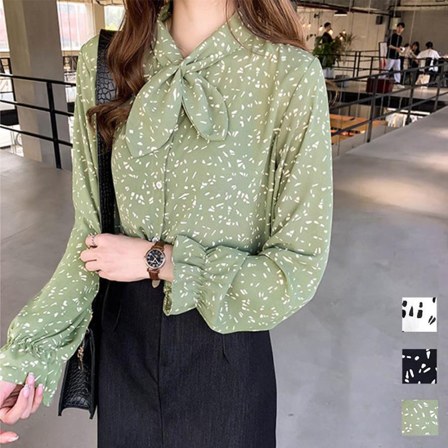 【急速出荷!】気質 韓国ファッション 長袖シャツ シフォン シャツブラウス レディース 5,051円