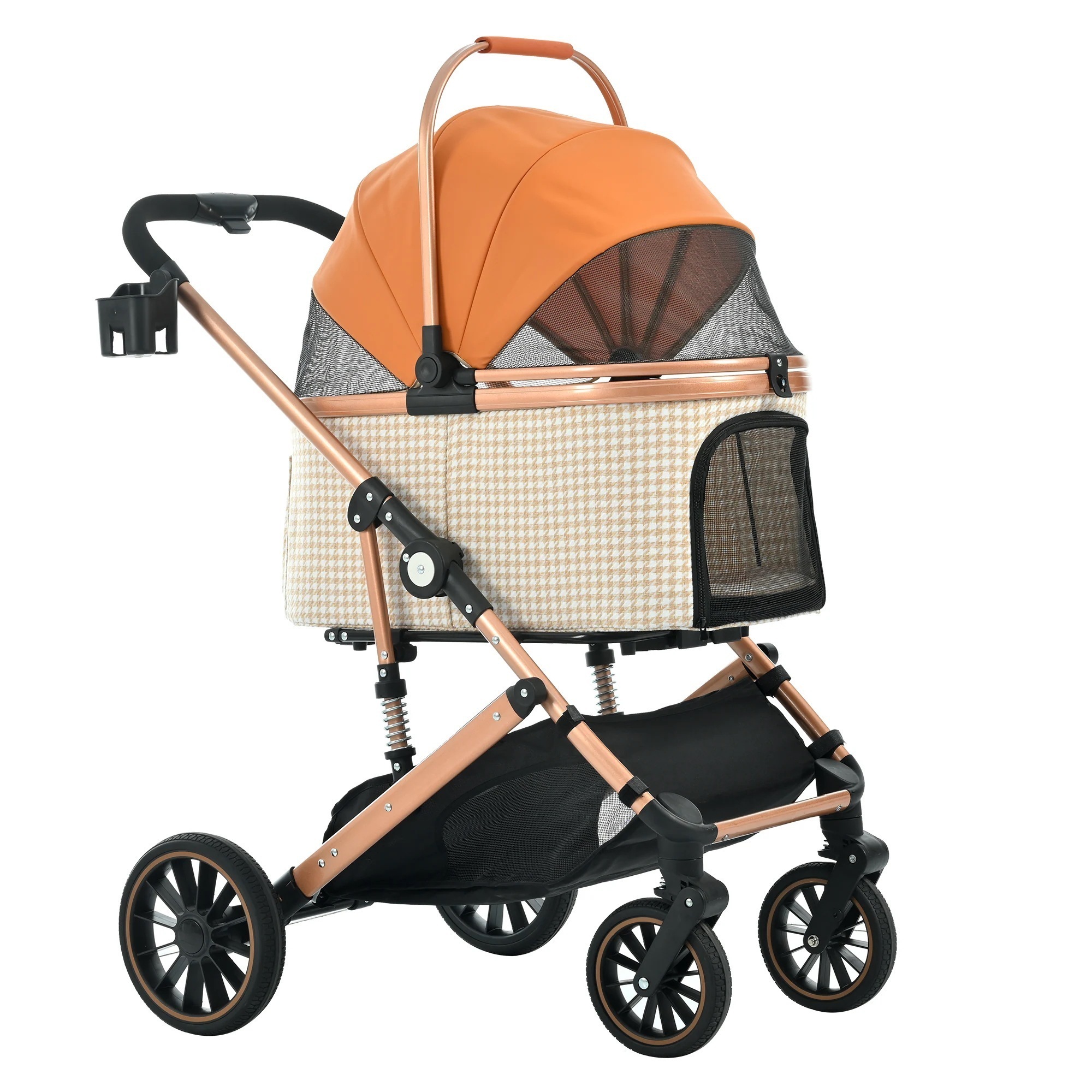 1444ペットカート Lsize 対面式 分離式 2way 折りたたみ 多頭 中型犬 小型犬 フルオーペン 4輪 アルミ製 収納 軽量 ストッパー付き ダンパー付き 組立簡単 犬カート ドッグカートペ