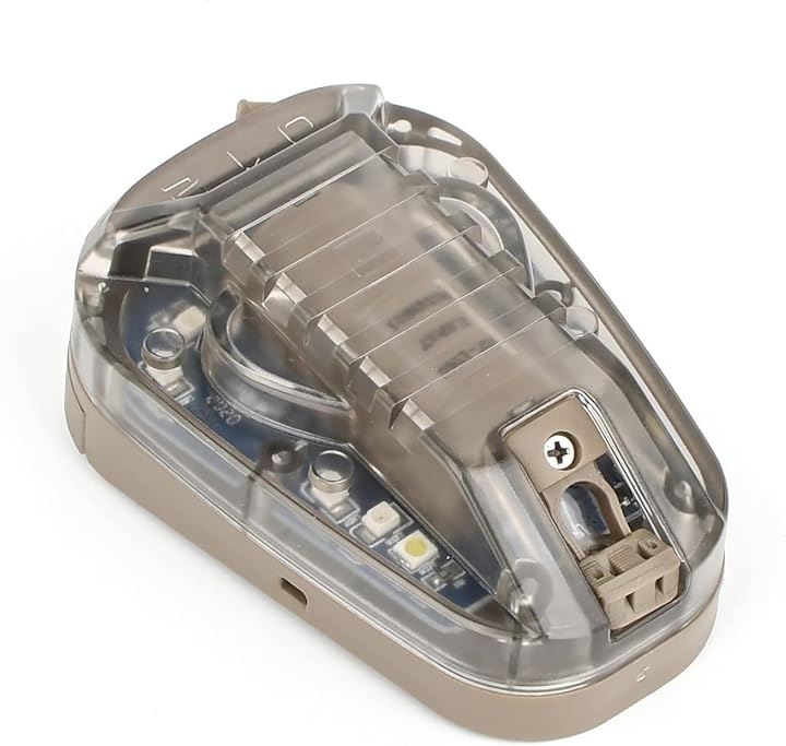 サバゲーヘルメットライト HEL-STAR6 GEN3 シグナルライト IR機能 LED ミリタリー (カーキ（本体）/ ブルー（ライト）)