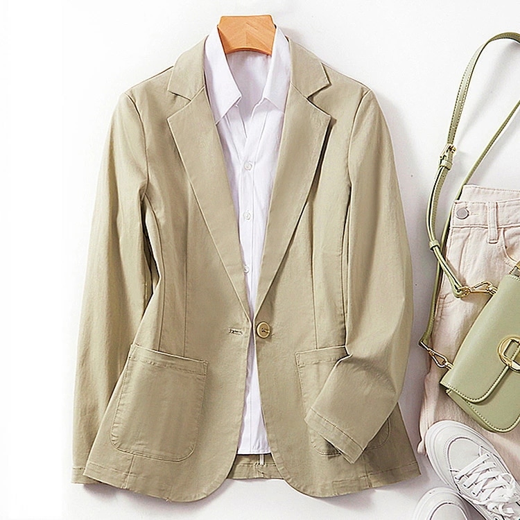 レディース　ジャケット 薄手　コート　ファッション アウター 無地 春秋夏 　綿　大きいサイズ 　プレゼント　ゆったり 　ビジネス　ショート丈
