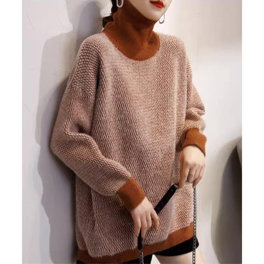 タートルネック ニットトップスレディース