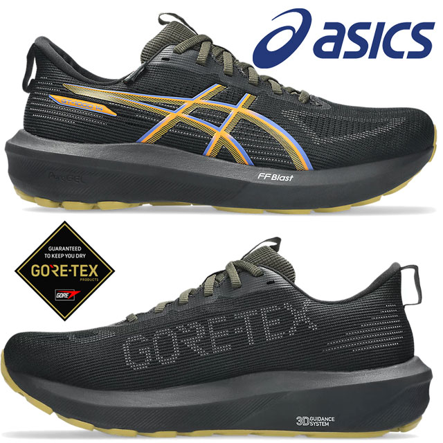 アシックス メンズ スニーカー GT-1000 14 GTX ゴアテックス 防水 ローカット ランニングシューズ カジュアルシューズ 1011C078 001 ブラック/ダークコバルト 黒 靴
