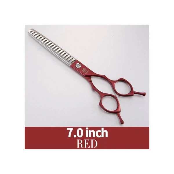 フェニス高品質カラフルな6.5インチステンレス鋼ペット85％間伐はさみ犬用グルーミング17歯シンナーチャンク 7.0 red