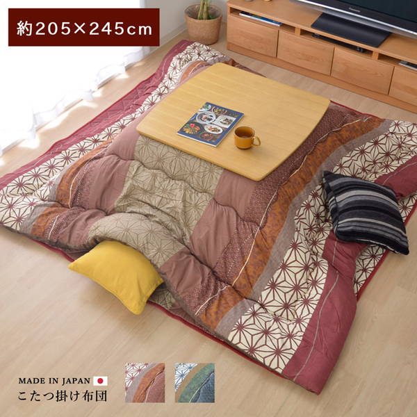こたつ布団 厚手 厚掛け 長方形 205x245cm 和風柄 高級 高品質 国内綿入れ 日本製 裏地フランネル