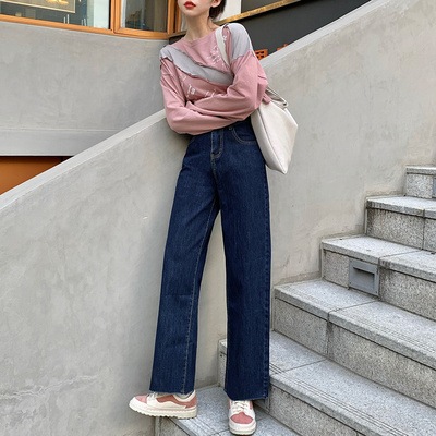 ボトムス パンツ レディース 韓国 着やせ 個性的 ハイウエスト デニム シンプル カジュアル こなれ感 ラフ 抜け感 無地 春 夏 学生 デート 旅行 海 プール ビーチ 脚長 着回し